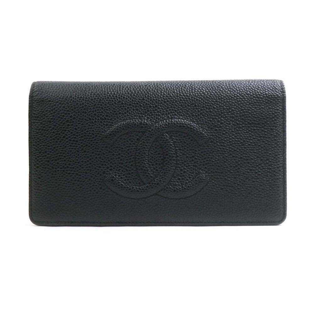 CHANEL Black Caviar Leather Wallet